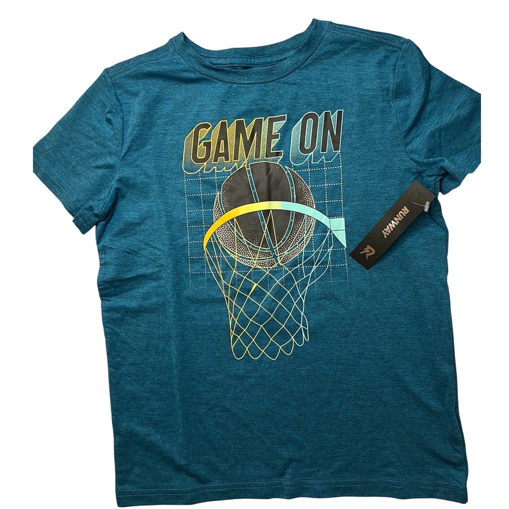 Runway Game On Basketball Graphic Quick Dry Moisture Wicking T-Shirt Sz 3 15/5-6